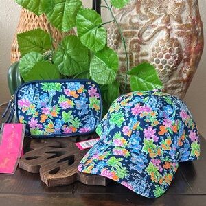 Lilly Pulitzer x Disney Gillie Wristlet and Baseball Hat Run Around Navy Blue